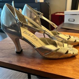 Silver and glitter ballroom shoe (suede sole) size 8